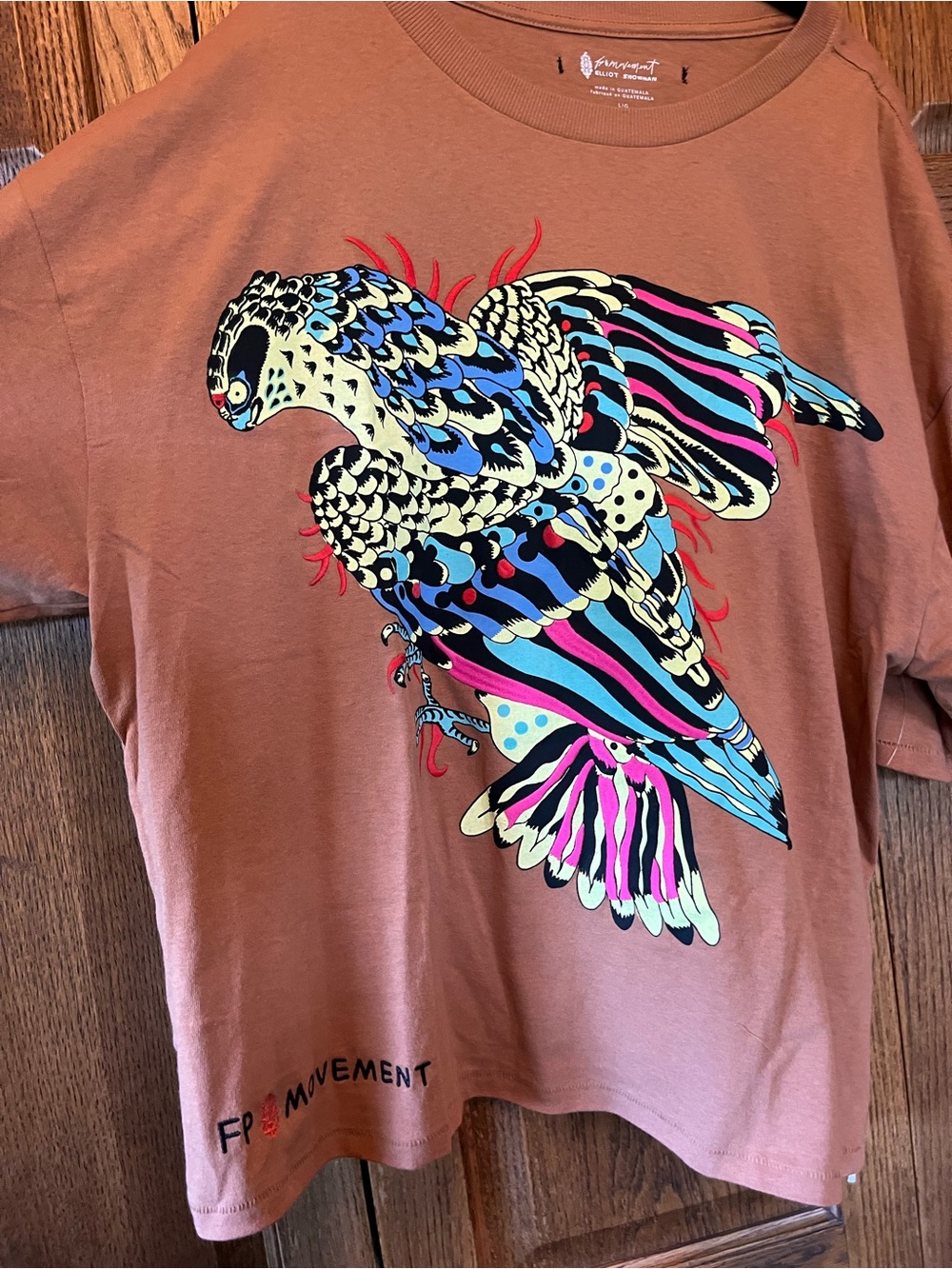 Eliot Snowman Graphic Tee by FP Movement in the camel combo colorway.